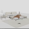 Modern Double Bed Setup With Bedside Tables Lamp Soft Bedding And Area Rug