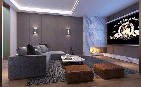 Modern AV Room Simple Villa AV Room 3d model