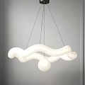 Modern White Chandelier With Wavy Design And Hanging Spherical Decor For Interior