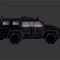 Pixel Art Military Vehicle Dark Colored Body with Large Tires and Roof Equipment