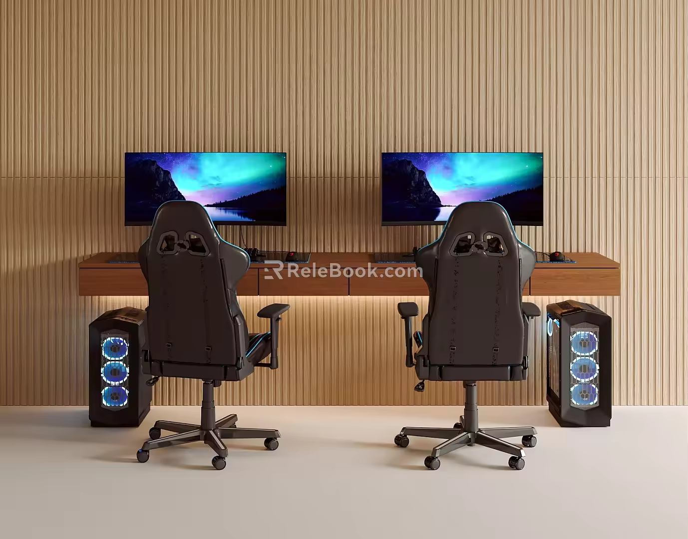 Modern computer desk computer host monitor e-sports chair engineering chair 3d model