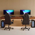 Modern computer desk computer host monitor e-sports chair engineering chair 3d model
