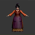 Game and Movie Character With Purple Hair Red Top Purple Layered Dress Arms Outstretched
