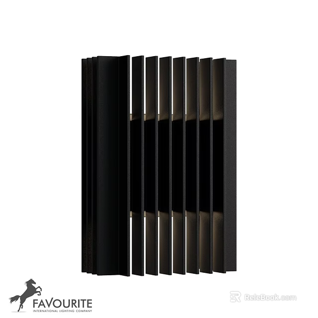 Sleek Black Outdoor Light With Vertical Panels For Modern Garden Lighting 3d model 