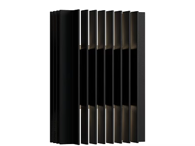 Sleek Black Outdoor Light With Vertical Panels For Modern Garden Lighting 3d model
