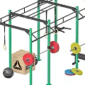 Home Gym Sports Equipment With Barbells Racks Rings Medicine Balls And Bench