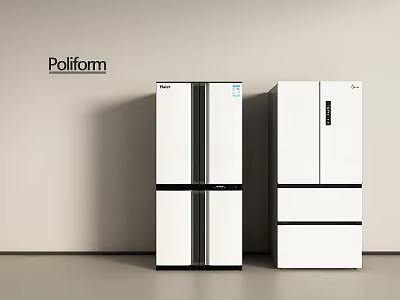 Haier White Multi Door Refrigerators Modern Sleek Design For Home Kitchen Use 3d model
