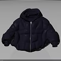 Stylish Blue Hooded Down Jacket With Zipper Closure Loose Fit Thick Warm Winter Outerwear