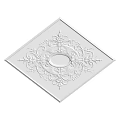 White Square Shaped Ceiling Light Plate With Decorative Patterns And Oval Center 3d model