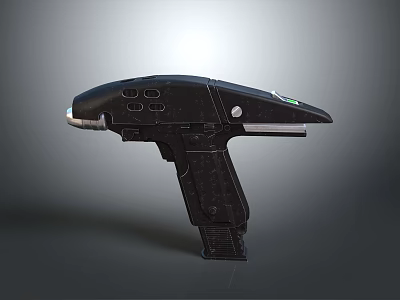 Black Futuristic Weapon Design With Sleek Body Ergonomic Grip And Green Light Feature 3d model