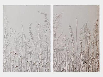 White Decorative Wall Panels With Natural Plant Relief Patterns And Textures 3d model