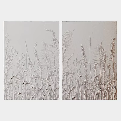 White Decorative Wall Panels With Natural Plant Relief Patterns And Textures 3d model