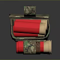 Camouflage Ammo Clip With Stacked Red And Gold Bullets On Dark Surface