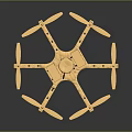 Golden Drone Model With Multiple Propellers And Main Structure 3d model