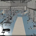 Spacious Modern Fitness Gym Interior With Treadmills Workout Benches Colored Exercise Balls And Concrete Walls