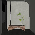 Minimalist Entryway Hallway Interior Design With Wooden Console Table Green Plant And Soft Lighting