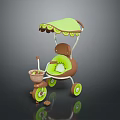 Kiwi Shaped Baby Stroller With Green Canopy Brown Body And Green Wheels