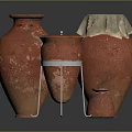 Decorative Red Pottery Jars With Lid Various Sizes And Metal Stand