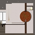 New Chinese Zen Middle Ancient Style Xiangyun Moon Door Entrance Partition Entrance 3d model