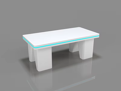 Modern White Display Shelf With Blue LED Strip And Sleek Structure 3d model