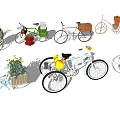 Assorted Stylish Vintage Bicycles With Flower Baskets And Plant Decorations