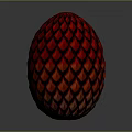 Red Scaled Mythical Dragon Egg With Detailed Textured Surface And Shiny Finish
