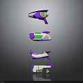Futuristic Toy Weapons With Purple Green White And Orange Colorful Designs