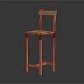 Wooden Bar Stool with High Back and Sturdy Legs for Modern Home Kitchen Bar