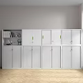 White Modern Bookcase with Upper Shelves Holding Books Decorative Items and Lower Storage Cabinets