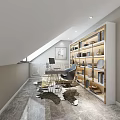 Light Luxury Study Study Desk 3d model