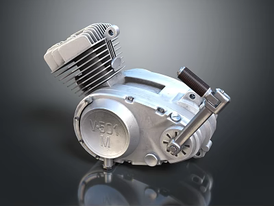 High Performance Metal Engine With Cooling Fins And 1501 M Branding Detailed Mechanical Structure Design 3d model