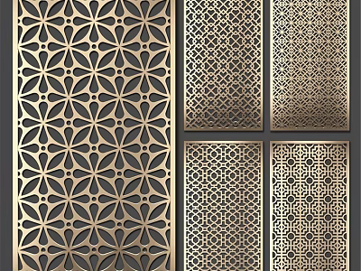 Modern Elegant Wall Decor With Brass Intricate Laser Cut Geometric Floral Patterns 3d model