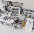 Modern Office Interior Featuring Open Layout Desks Chairs And Green Plants 3d model