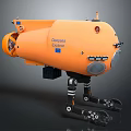 Military Warship Equipped With Orange Deepsea Challenger Submersible And Robotic Legs