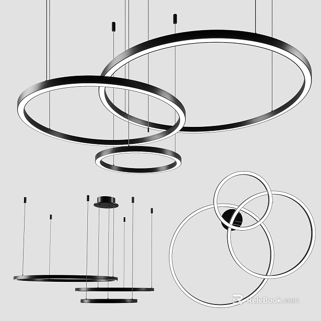 Modern Circular Ring Chandeliers Hanging Design For Stylish Interior Spaces 3d model