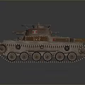 Brown Military Tank Number 222 With Tracks Top Hatch And Riveted Exterior Design