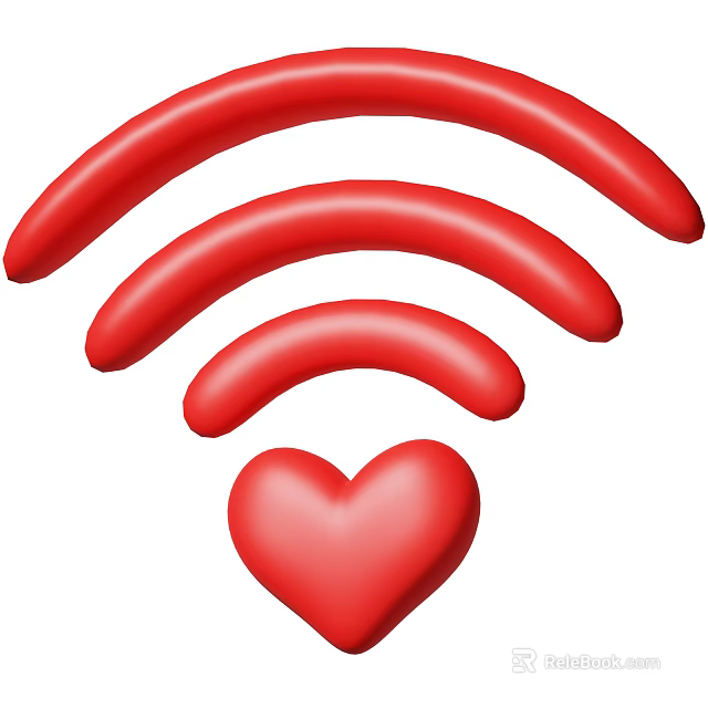 Modern Decorative Ornament Set With Wi-Fi Signal Pattern And Heart Shape Design 3d model 
