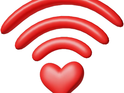 Modern Decorative Ornament Set With Wi-Fi Signal Pattern And Heart Shape Design 3d model