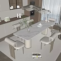 Modern Dining Table and Chair 3d model