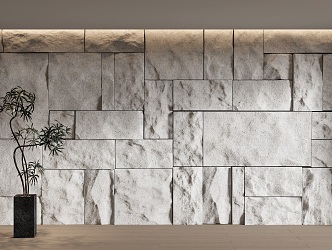 Modern rubble stone background wall rock background wall stone wall stone 3d model