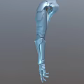 Man With Blue Mechanical Robotic Arm Showcasing Joints And Advanced Design 3d model