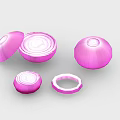 Fresh Pink Onion Vegetables Displaying Whole Cut And Sliced Sections