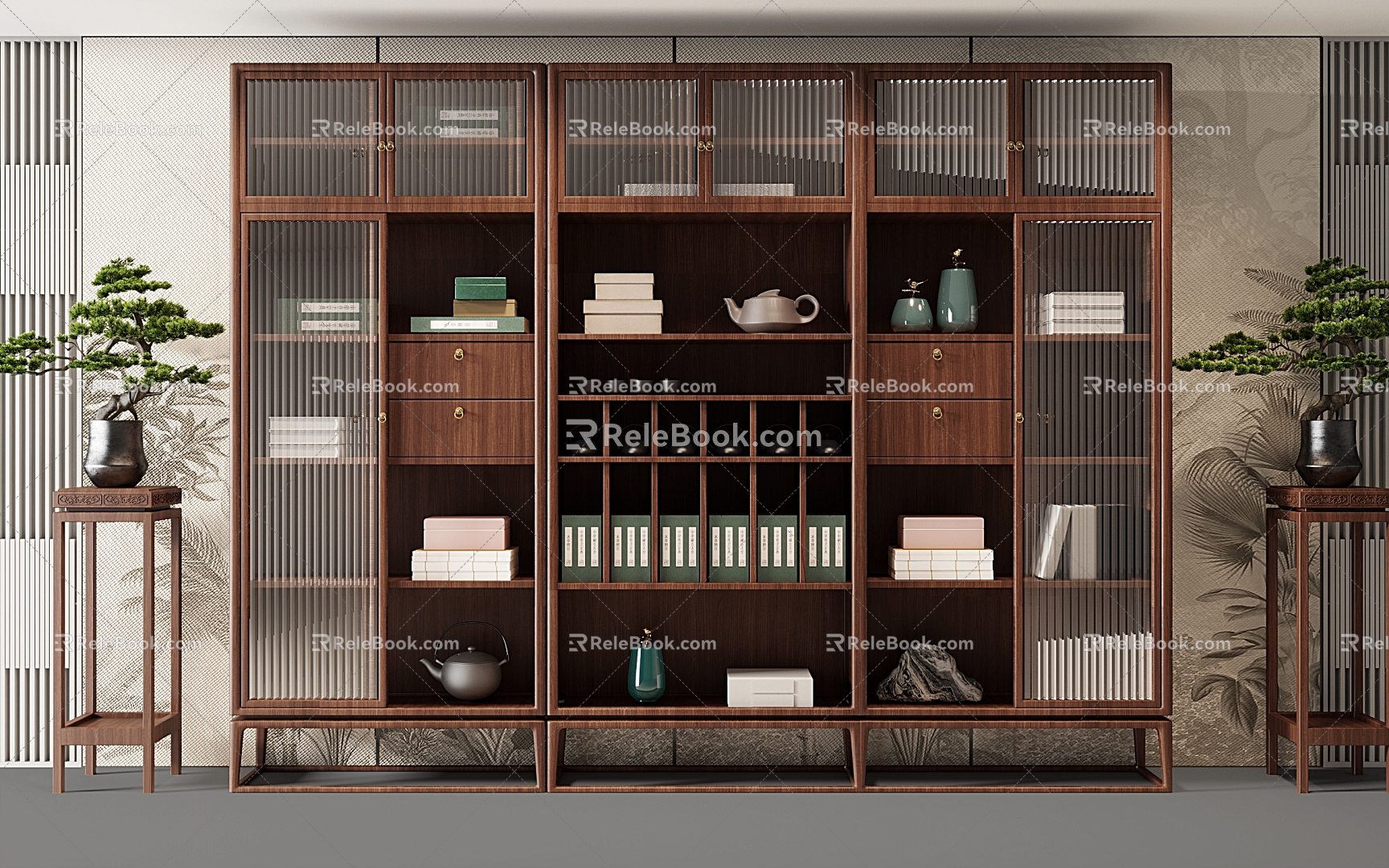 New Chinese-style Antique Shelf Decorative Cabinet 3d model