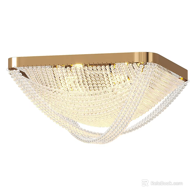 Elegant Modern Gold Frame Crystal Decor Ceiling Light for Home Interiors 3d model