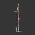 Railroad Signal Pole With Red Yellow Lights Directional Arrow And Metal Ladder