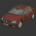 Red Renault Sedan With Shiny Exterior And Classic Design Details