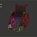 Sturdy Vintage Wheelchair With Black Leather Seat Red Accent Frames Armrests And Footrest