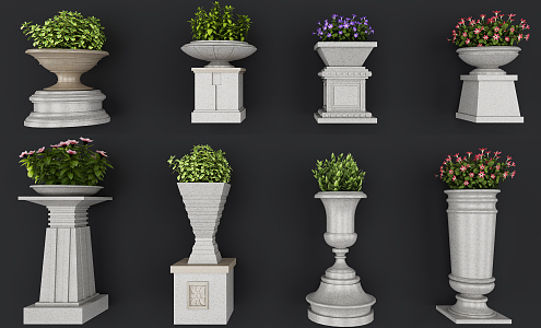 European Style Flower Bowl Flower Bowl Flower Potted Plant Combination 3d model