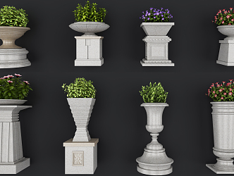 European Style Flower Bowl Flower Bowl Flower Potted Plant Combination 3d model