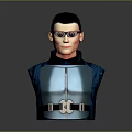 3D Character Bust With Black Short Hair Sunglasses Blue Jacket And Metallic Buckle Details